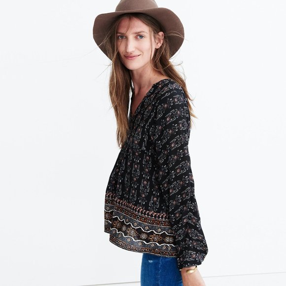 Madewell Silk Bohème Popover Shirt in Burnished Floral XS - Picture 2 of 5